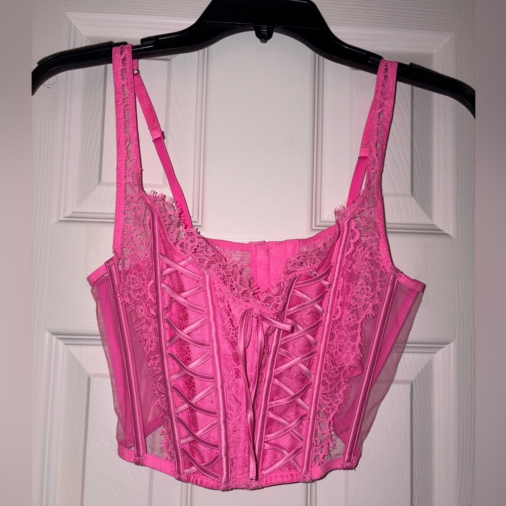 NWT - Victoria's Secret Vibrant Pink Lace Corset